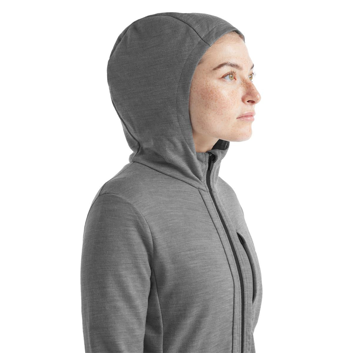 Icebreaker Quantum III LS Zip Hood metro heather black Damen Merinojacke, Bild 4 von 6