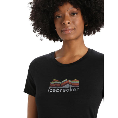 Icebreaker W Sphere II SS Tee Mountain Geology black Damen T-Shirt