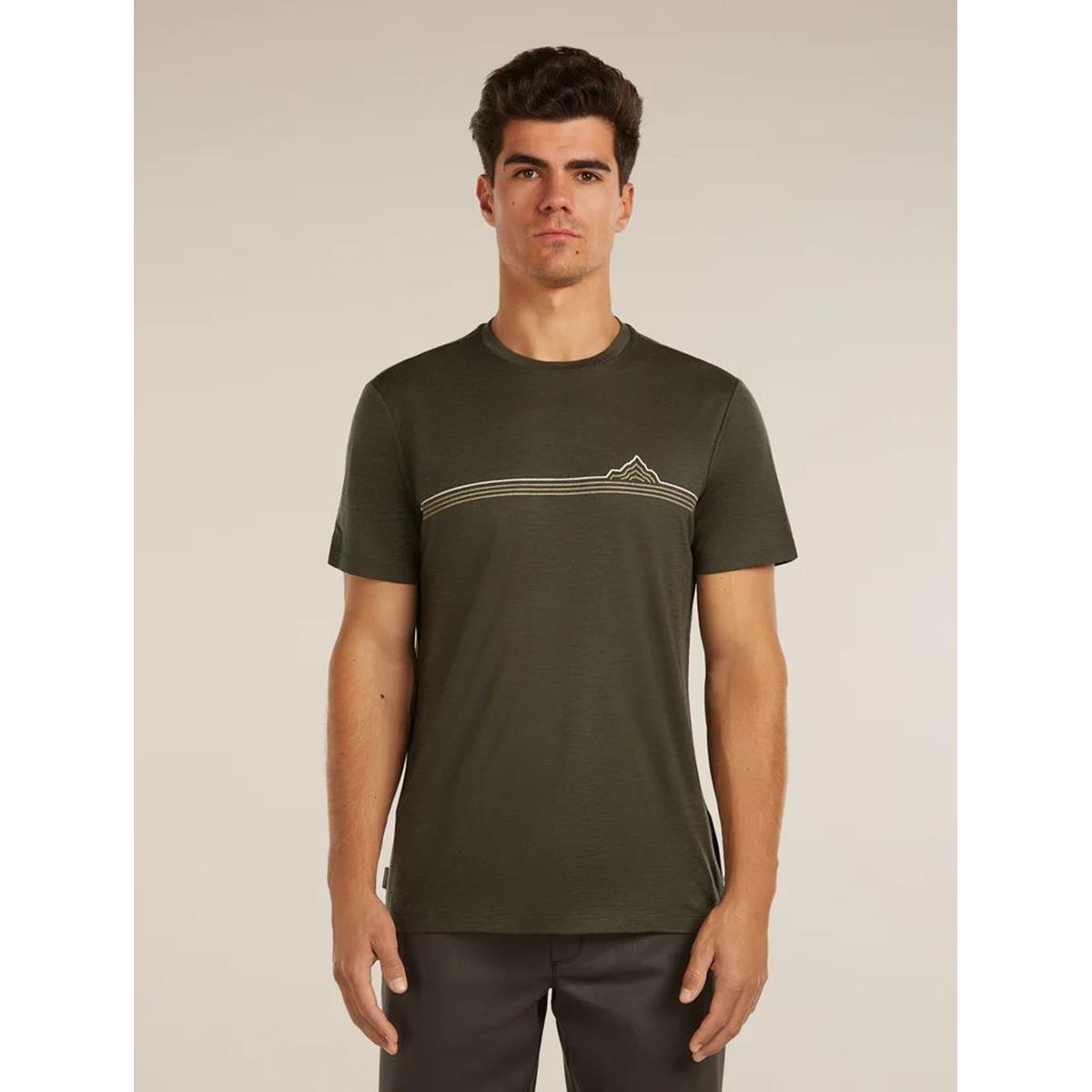 Icebreaker M Mer 150 Tech Lite SS Tee Range Stripes dk loden Herren T-Shirt