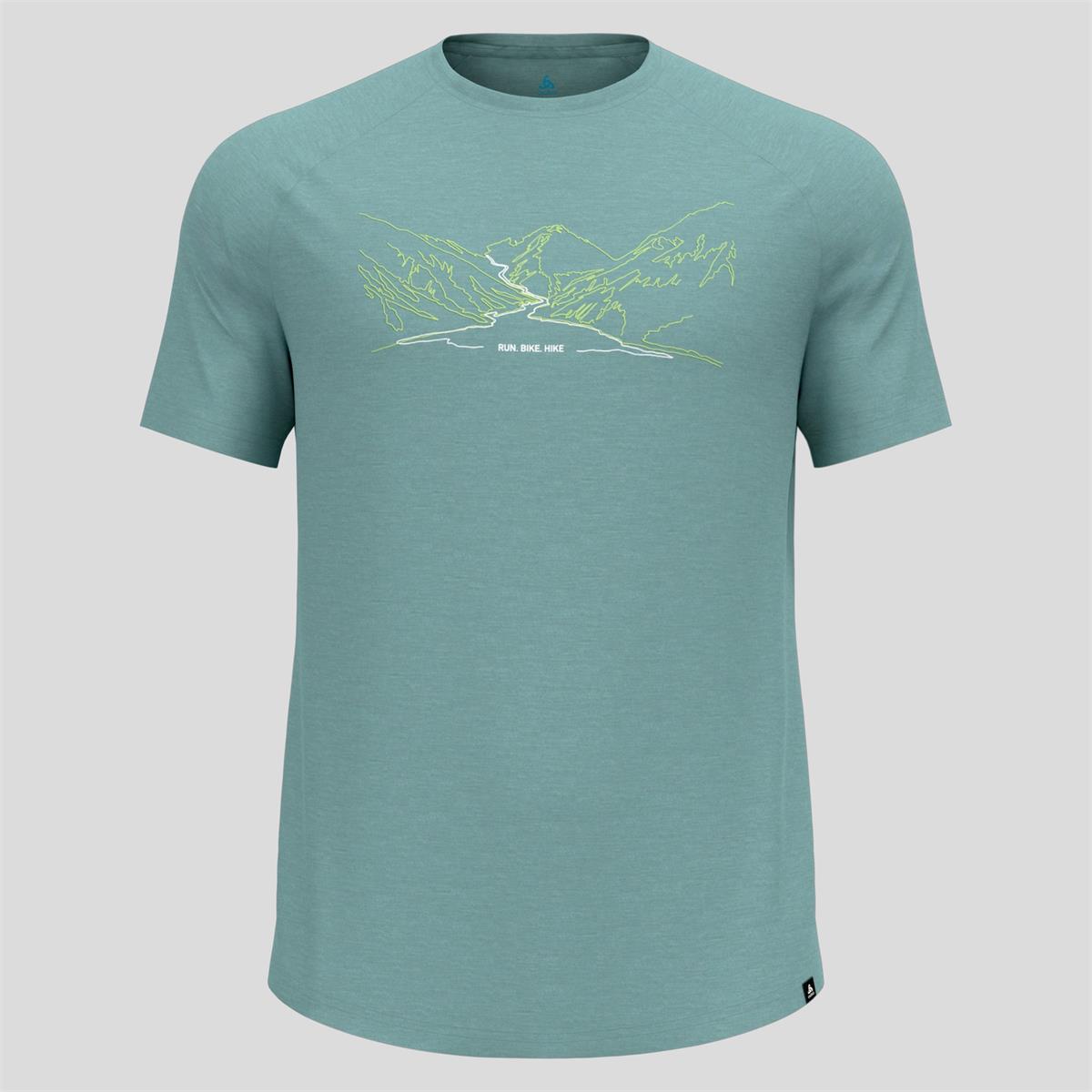Odlo Ascent Performance Wool 130 T-Shirt mit Run-Bike-Hike-Motiv Herren arctic melange