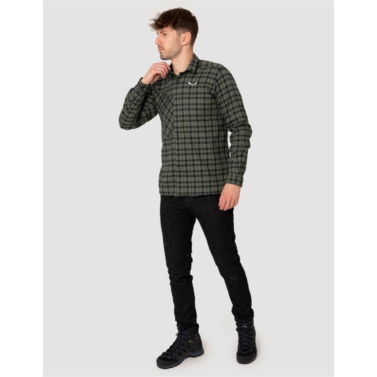 Salewa Fanes Flannel 5 Polarlite Hemd Herren shadow/dark olive, image 2 of 4