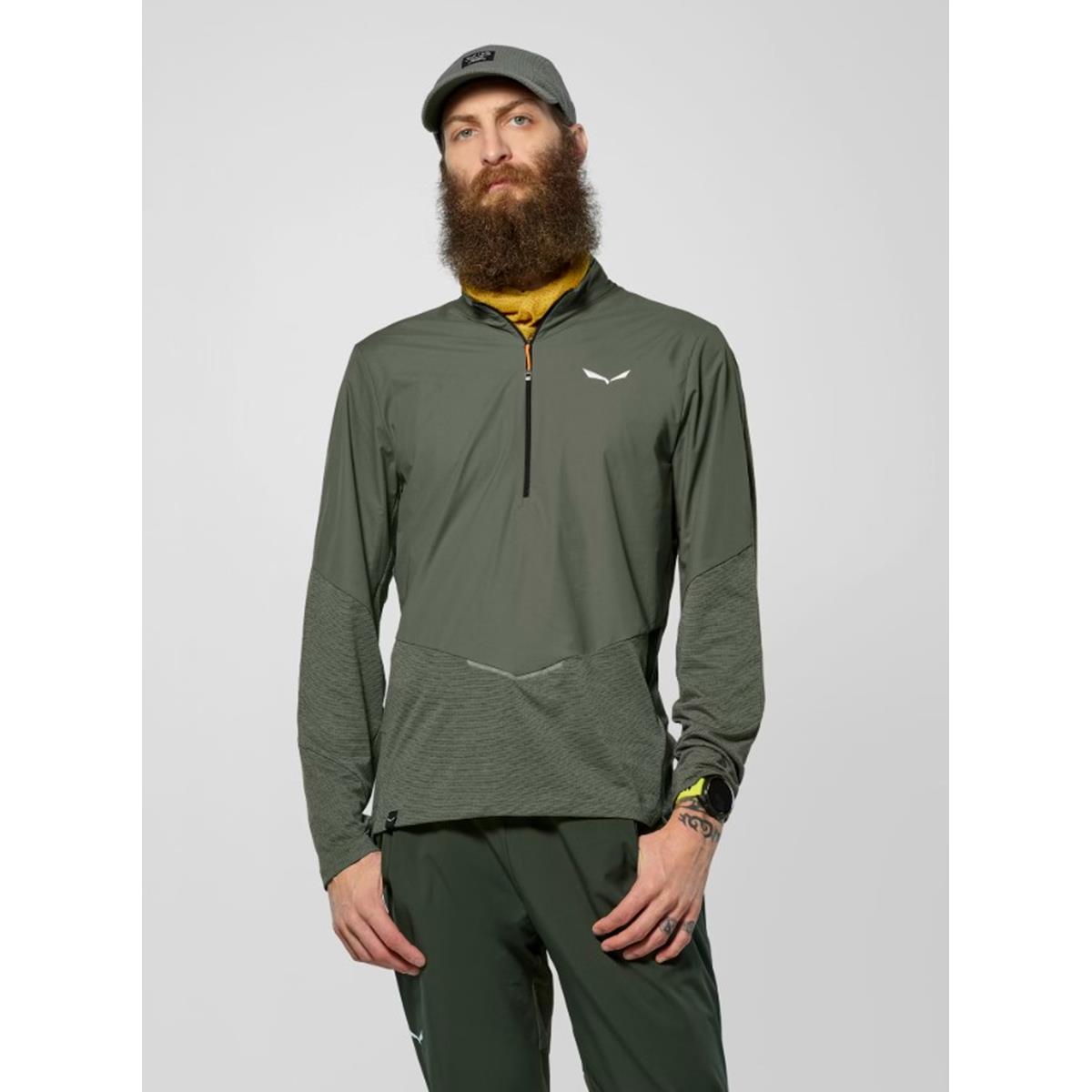 Salewa Pedroc Dry'ton Wind Half Zip Tee faded green, image 3 of 6