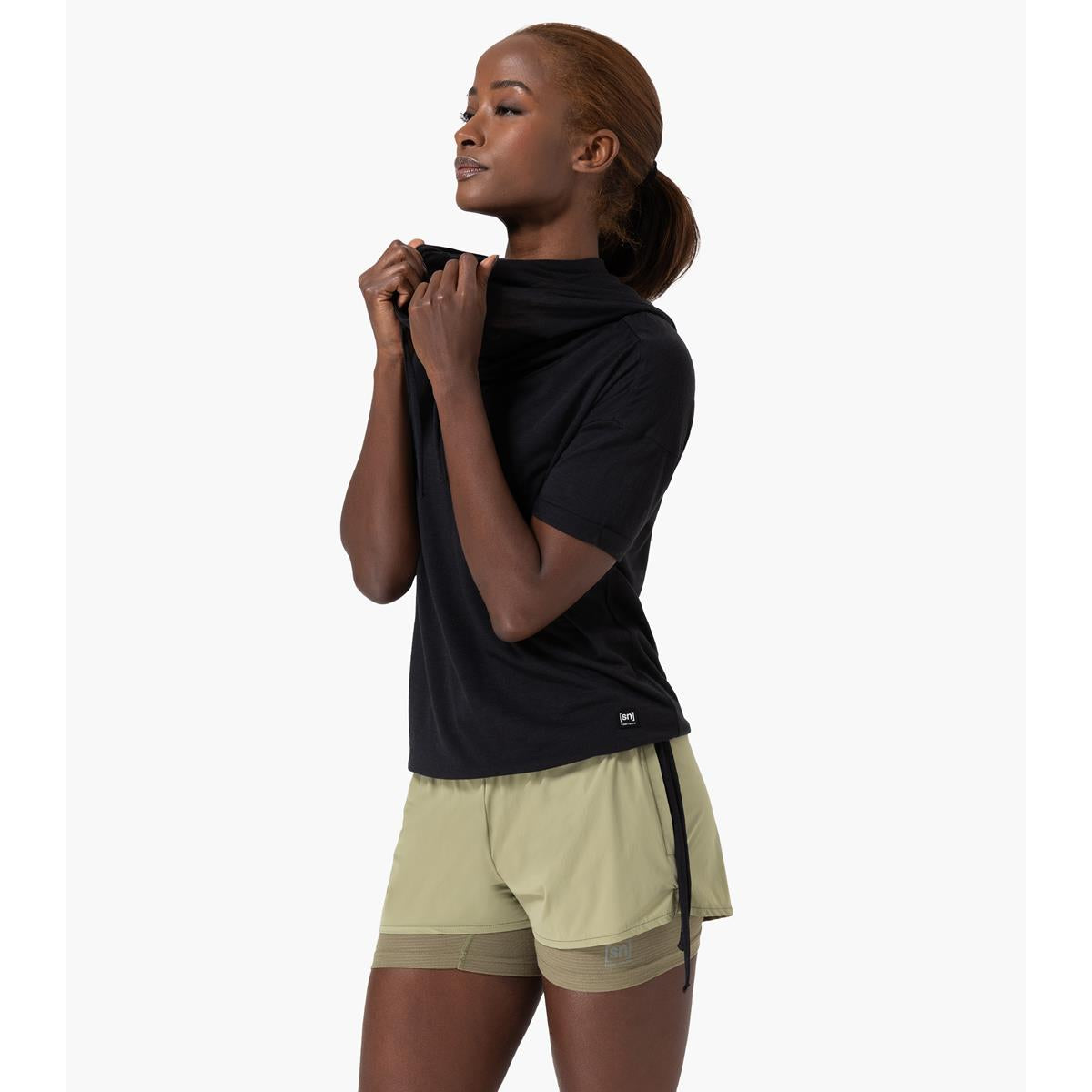 Super Natural Justshort Hoodie jet black Damen