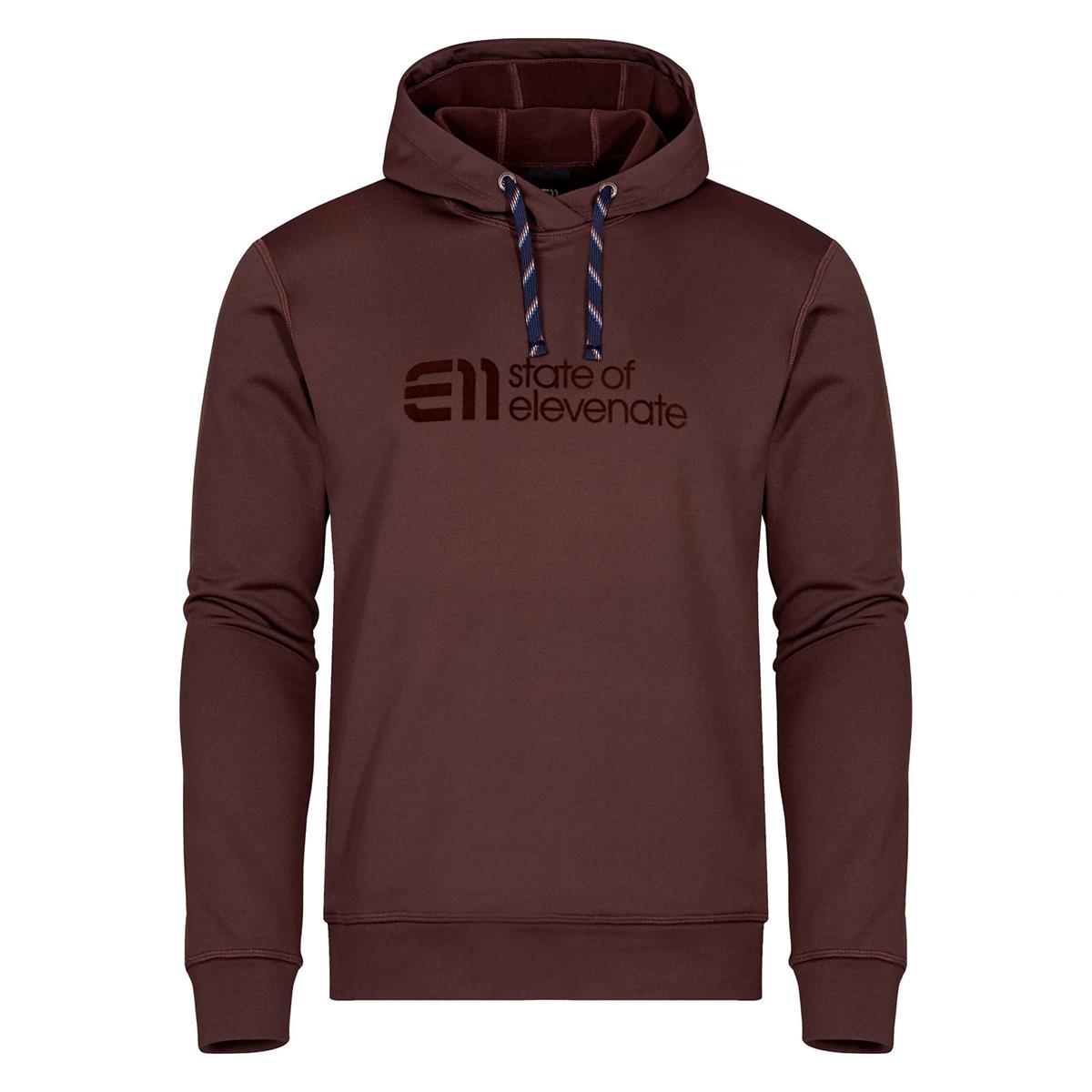 sate of elevenate Logo Hood maroon brown
