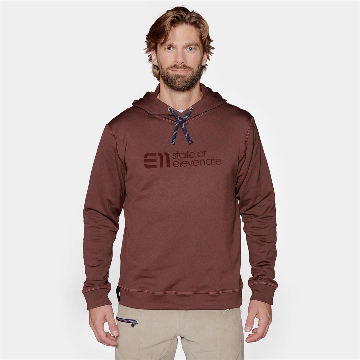sate of elevenate Logo Hood maroon brown
