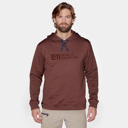 sate of elevenate Logo Hood maroon brown