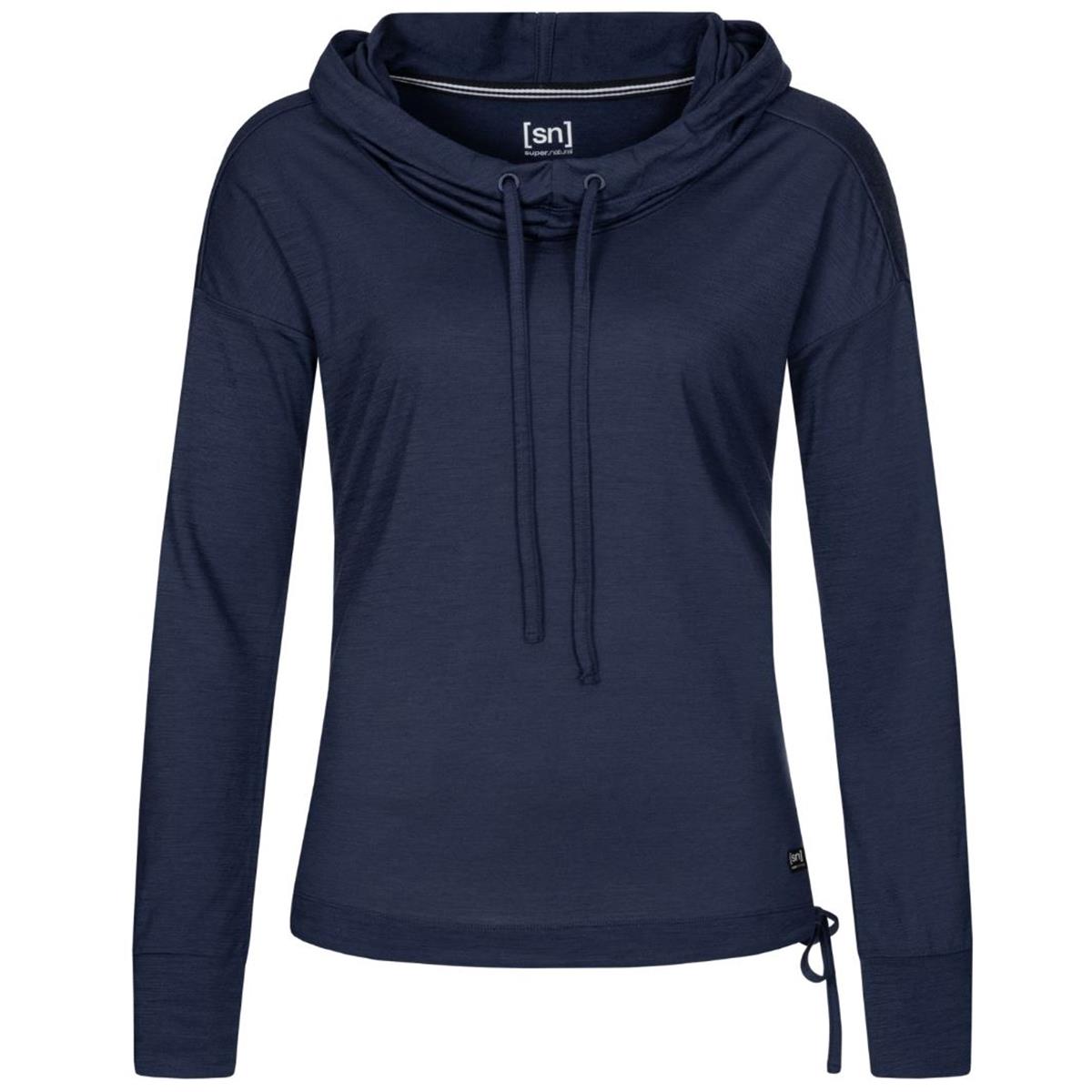 Super Natural W Funnel Hoodie ocean blue Damen Longsleeve