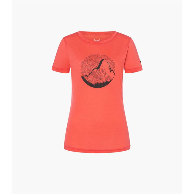 Super.Natural W Mountain Mandala Tee Damen living coral stone grey