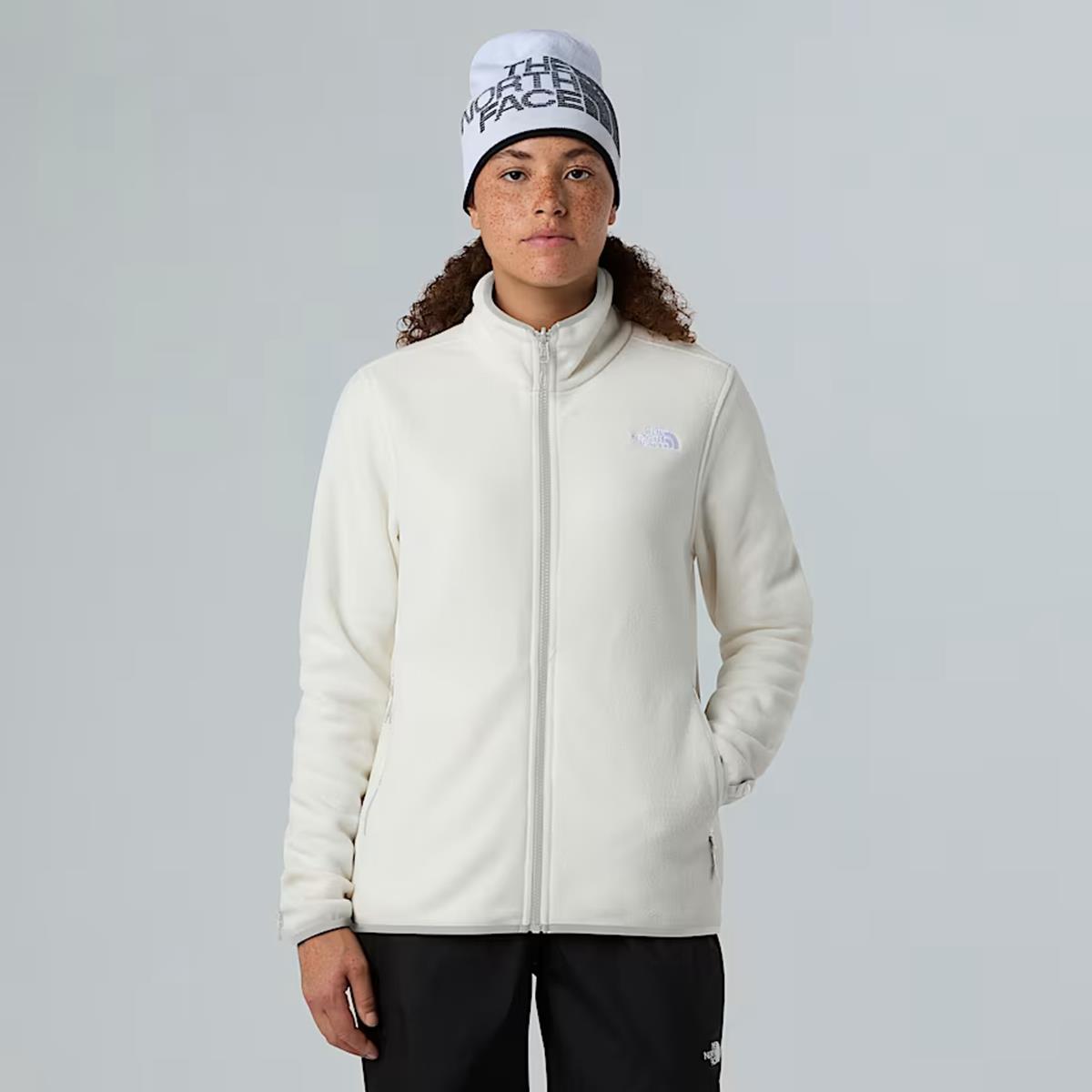 The North Face Damen Glacier Fleece mit durchgehendem Reißverschluss White Dune