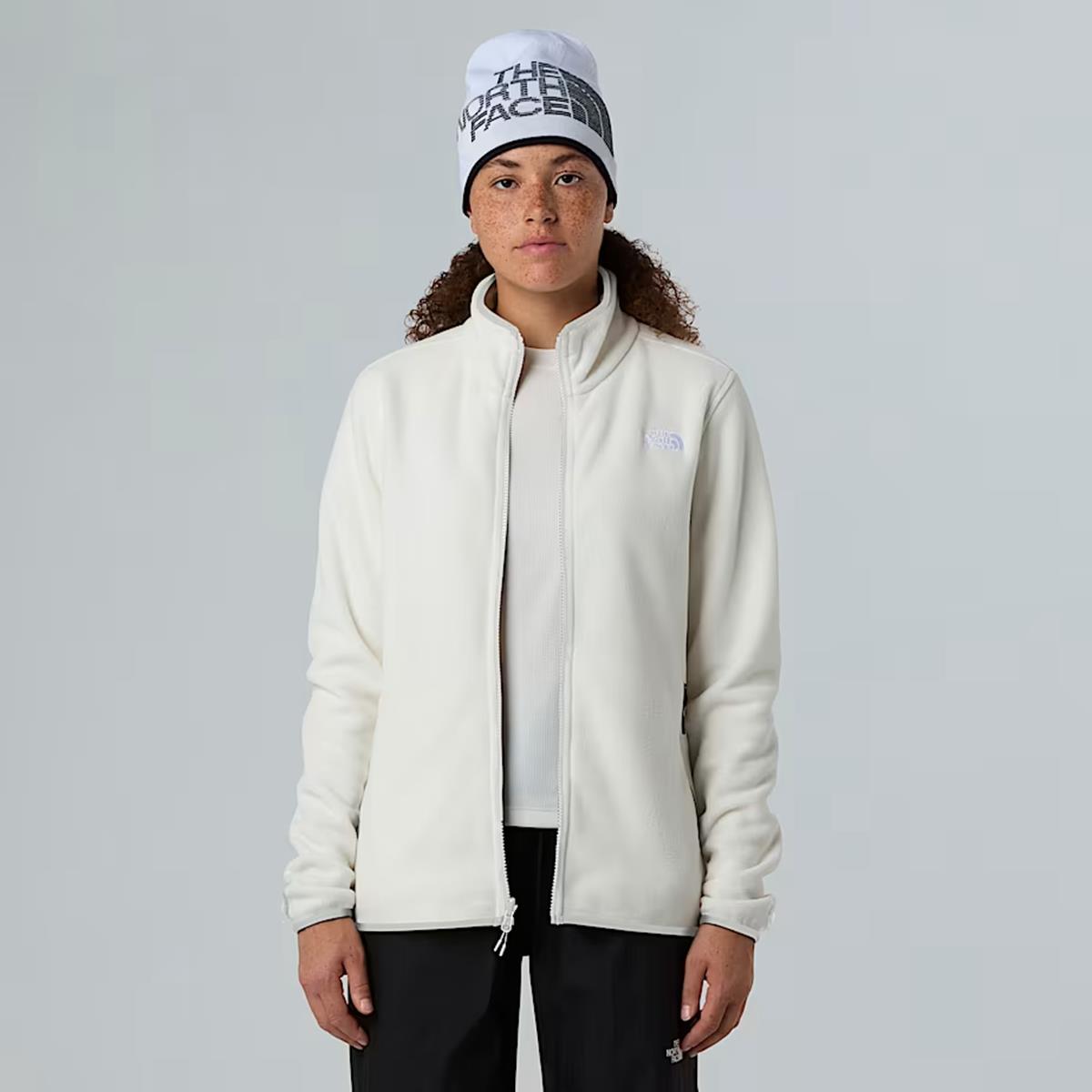 The North Face Damen Glacier Fleece mit durchgehendem Reißverschluss White Dune