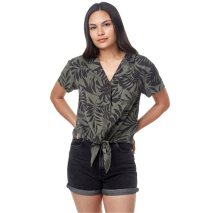 TenTree Meander Tie Front Shirt W agave green/periscope grey vintage jungle