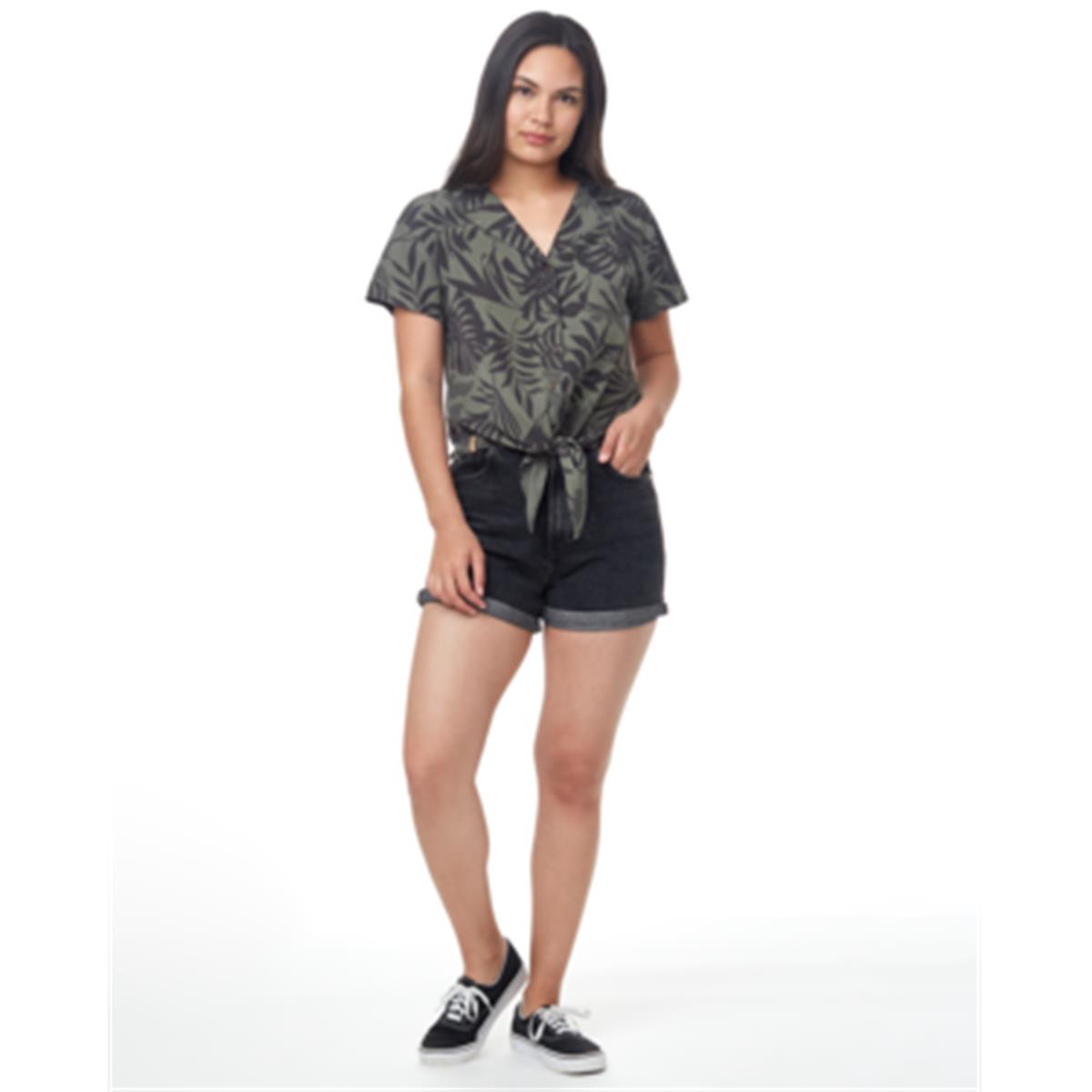 TenTree Meander Tie Front Shirt W agave green/periscope grey vintage jungle