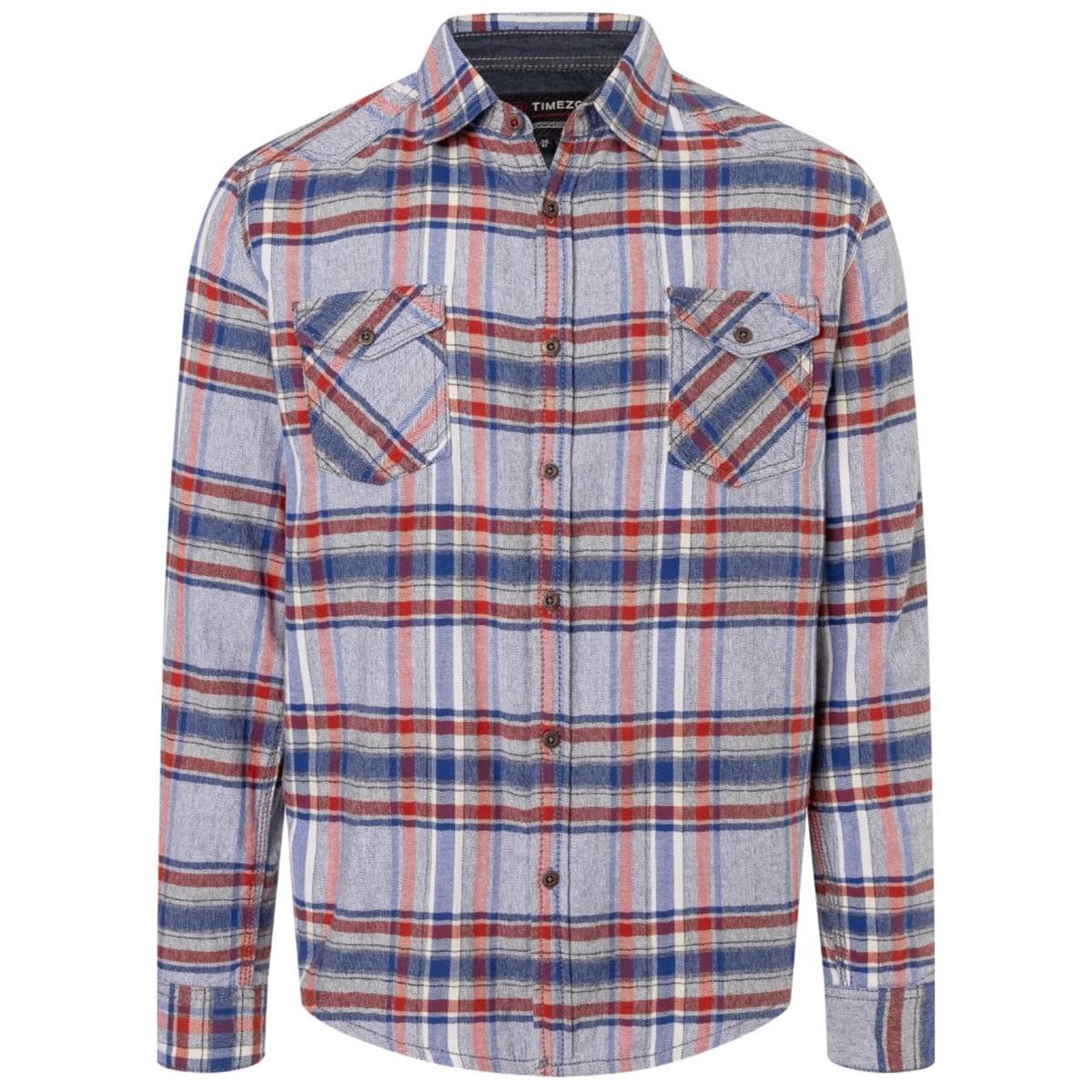 Timezone Herren Check Shirt Blue Grey