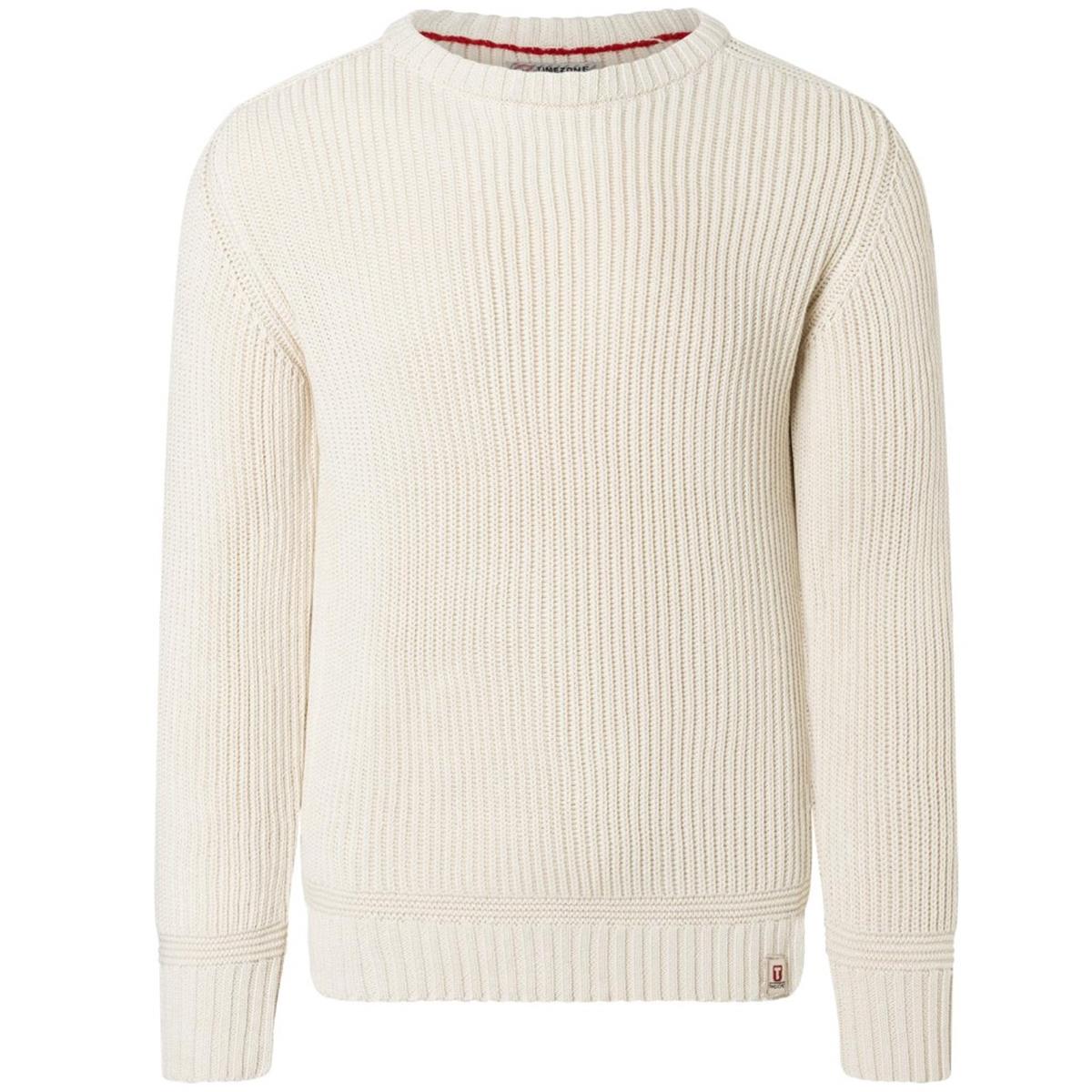 Timezone Heavy Knit Crewneck offwhite melange Herren