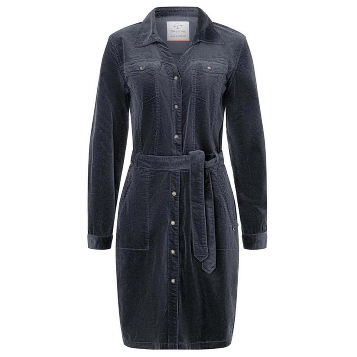 Timezone Cord Shirt Dress blue grey Damen