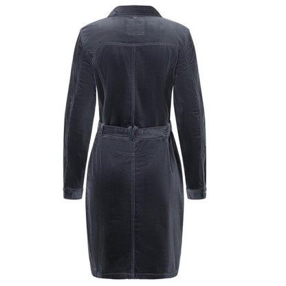 Timezone Cord Shirt Dress blue grey Damen