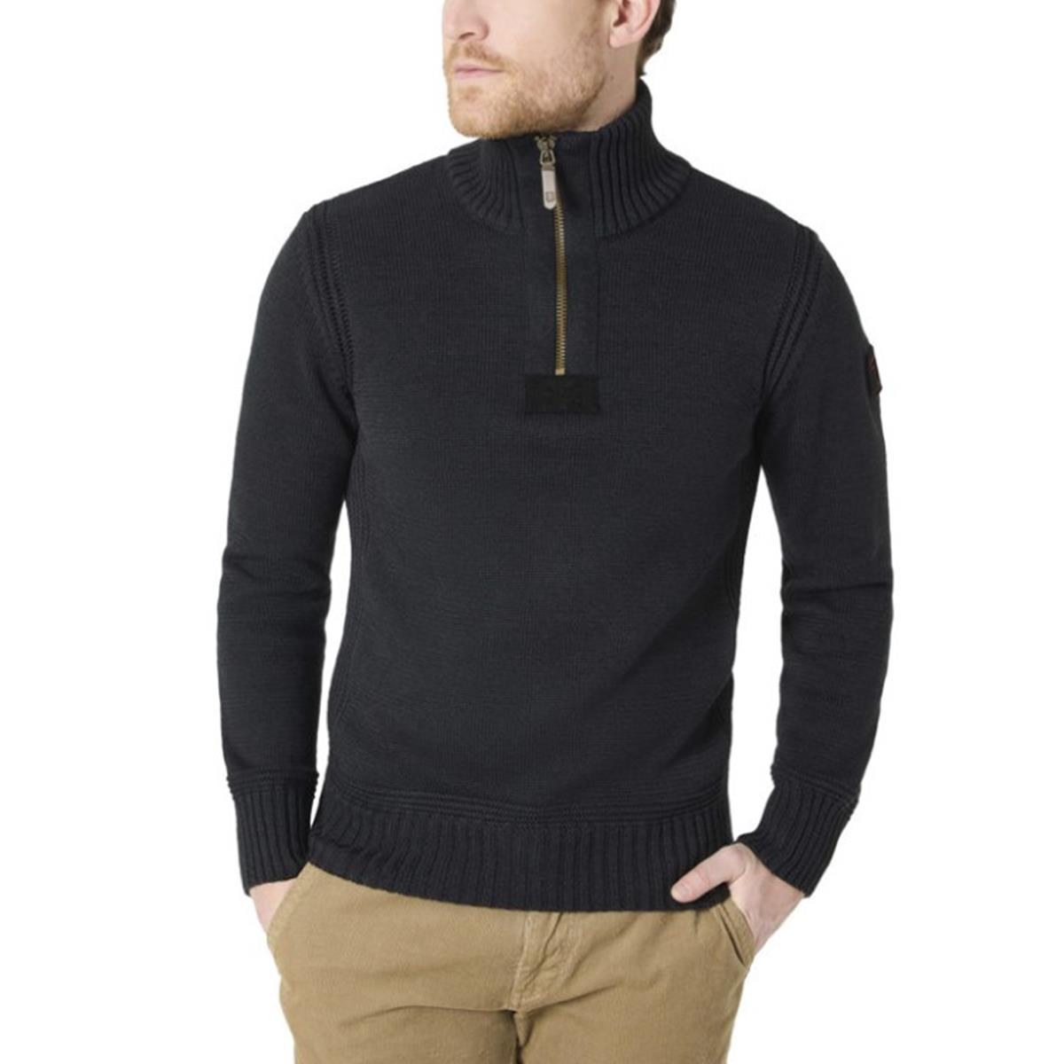 Timezone Heavy Knit Seamans Troyer black melange Herren