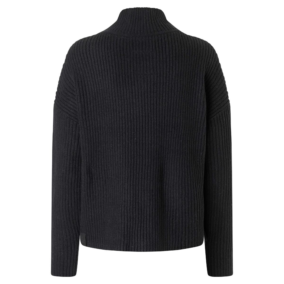 Timozene Fringe Mock Neck Pullover black Damen