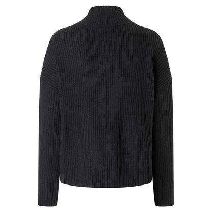 Timozene Fringe Mock Neck Pullover black Damen