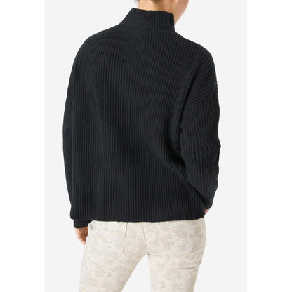 Timozene Fringe Mock Neck Pullover black Damen