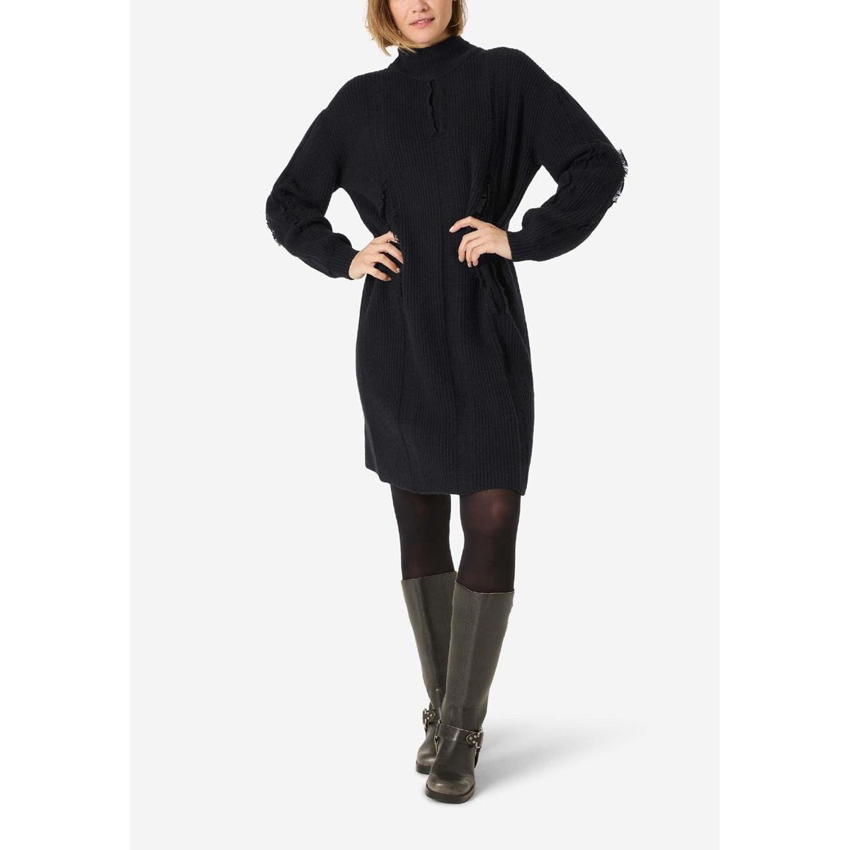 Timezone Fray Mock Neck Dress black Damen