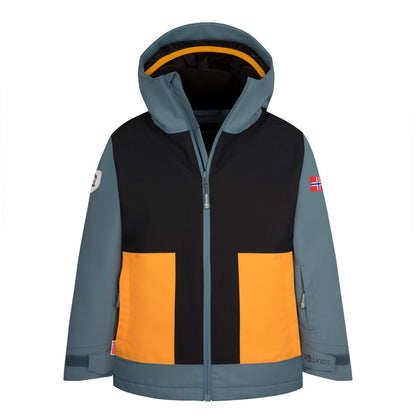 Trollkids Rauland Jacket black/steel blue/mango